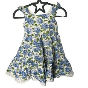 Ralph Lauren Hydrangeas Floral Cotton Mesh Dress with Flutter Sleeves 3M Baby